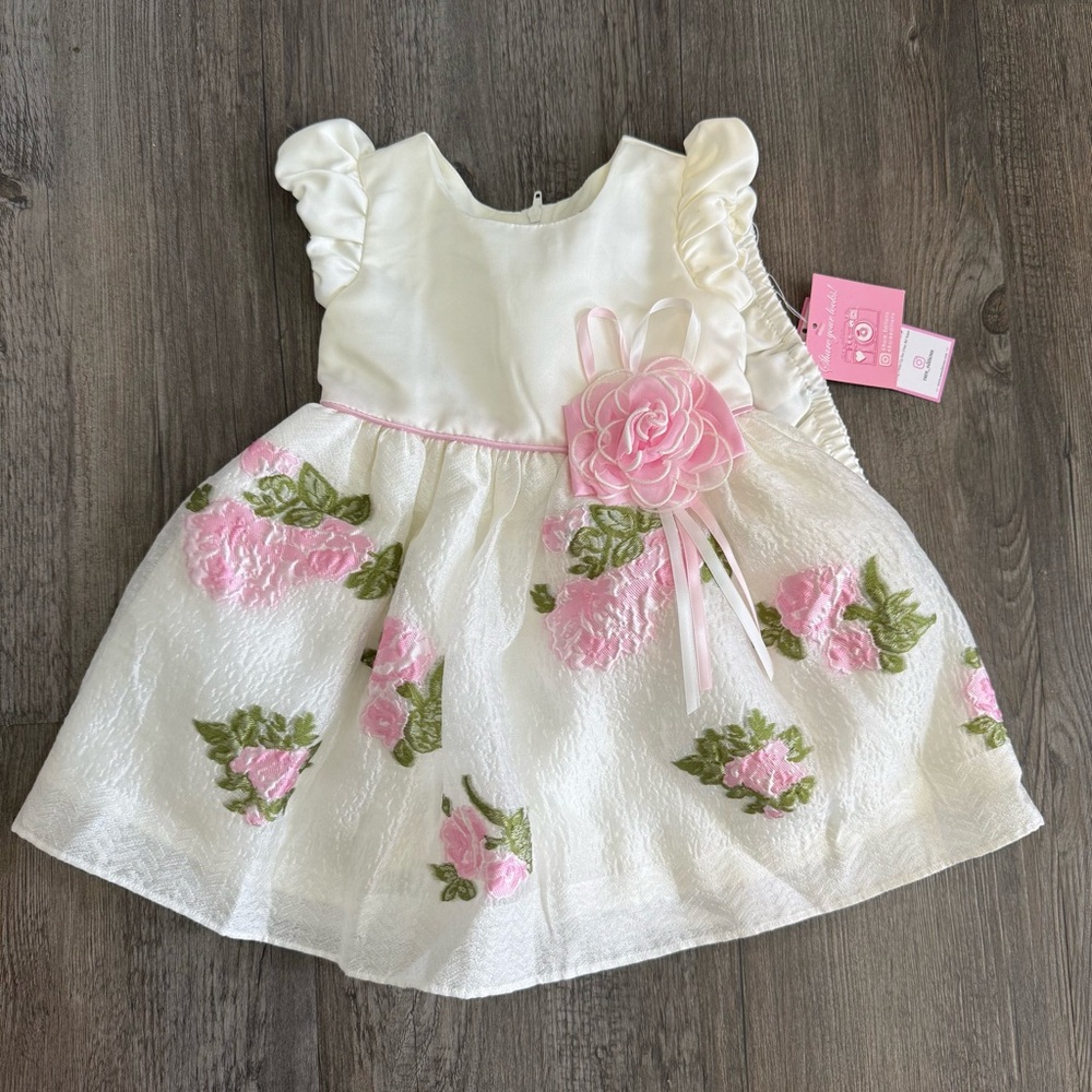 Rare Editions Ivory Floral Baby Girls Dress